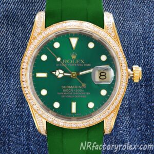 NR Rolex Submariner 16613 Men's 40mm Green Dial Rubber Band